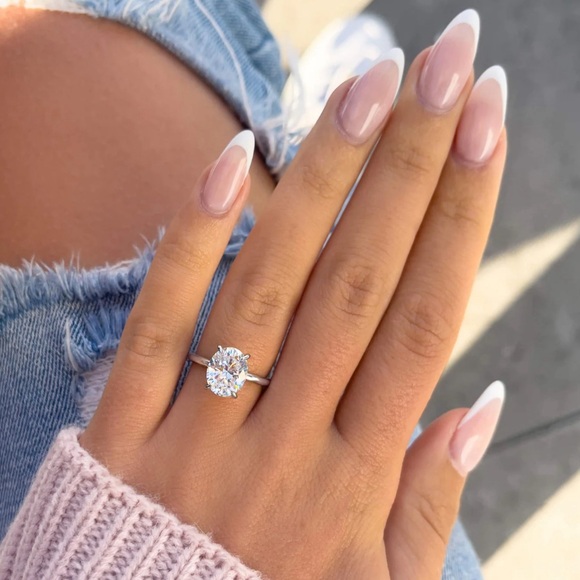 SOLD $210 3 Carat Oval Simulated Diamond .925 Sterling Silver with Hidden Halo - Picture 6 of 12